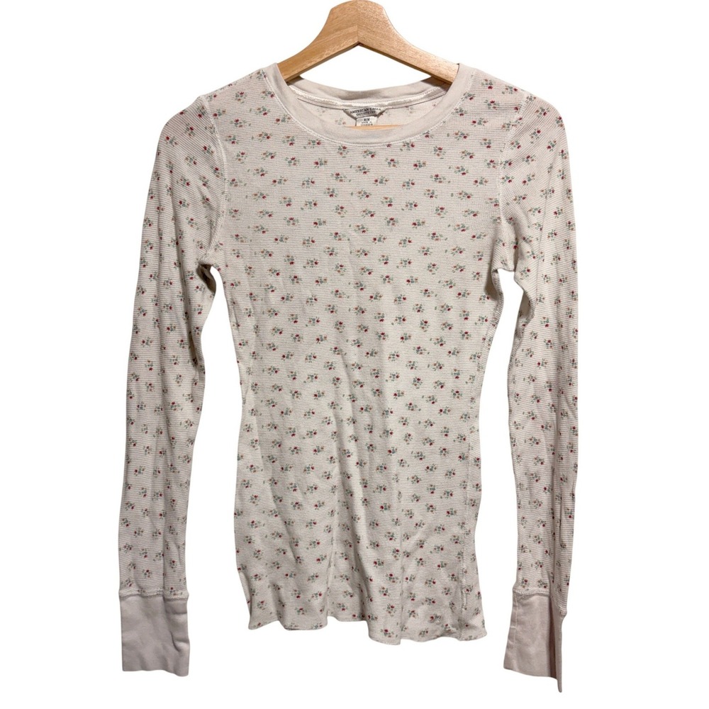 VTG Y2K American Eagle Ditsy Floral Waffle Knit Thermal Top Fits Sz S Fairycore
